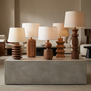 Lámpara de Mesa Minimalista de Madera Estilo Wabi-Sabi, Lámpara de Noche Abstracta con Totem, Pantalla de Lino Estilo Japonés, Decoración Artística para Oficina o <span class=keywords><strong>Estudio</strong></span> - Product Image 1