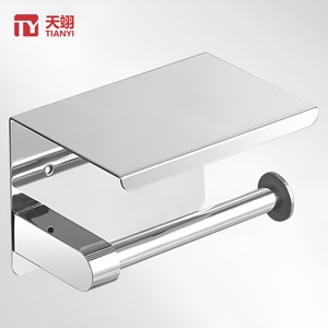 Luxury <b>Wall</b> <b>Mounted</b> 304 Stainless Steel Toilet Paper Roll Holder With <b>Phone</b> Shelf Bathroom Accessories Paper Towel Dispenser - Product Image 1