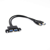 Cable Extensor USB 3.0 Hembra a Macho de 2 Puertos para Montaje en Panel Frontal