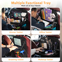 Lot de 2 organiseurs de siège arrière de voiture en cuir pour enfants avec plateau pliable, grandes poches pour les essentiels de voyage