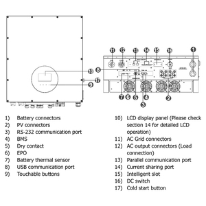 Kebos KH-I WP 15KW tinh khiết Sine Wave Dual đầu ra ba giai đoạn trên Off Grid lai năng lượng mặt trời biến tần với RS232 RS485 cổng USB - Product Image 5
