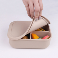 École Portable 800ml 3 Compartiment Conteneurs De Stockage Des Aliments Sans BPA Silicone Bento Boîte À Lunch Enfants Boîte À Lunch Isolée Ensemble