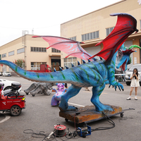Modèle de dragon occidental animatronique grandeur nature, statue réaliste de dragon ailé en silicone pour la décoration des parcs à thème et des centres commerciaux