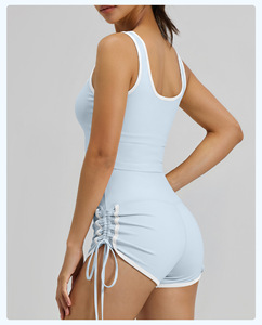 Conjunto Deportivo de 2 Piezas para Mujer, Transpirable, con Relleno en el Pecho, Soporte de Alta Resistencia, Shorts de Yoga con Cintura Elástica - Product Image 6
