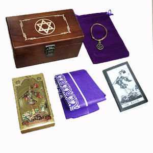 批发塔罗牌木盒塔罗牌套装带桌布防水PVC金箔卡片棋盘游戏塔罗牌带说明书 - Product Image 6