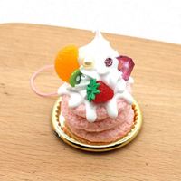 Porte-clés PVC pour enfant, sac de voiture en plastique décoratif, gâteau aux fraises simulé, nourriture pour fille mignonne, jeu de cuisine, jouets d'apprentissage