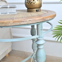 Table basse rustique INNOVA en bois massif sculpté avec étagère, structure métallique, montage facile, design antique shabby chic, meubles pour la maison