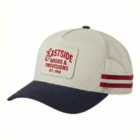 Casquette Trucker OEM en Coton Demi-Filet Personnalisée à 5 Panneaux avec Logo Tissé et Écusson Perforé – Haute Qualité pour l'Extérieur