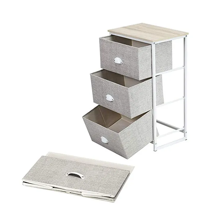 3 Drawer Bedside Table Drawer Storage Organize Closet Folder with Wheels
