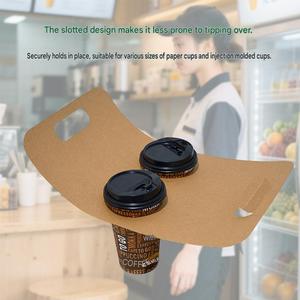 <b>Disposable</b> Kraft Paper Coffee <b>Cup</b> Carrier Single Double <b>Cup</b> Holder Takeaway Coffee <b>Cup</b> Tray Foldable Handheld Drink <b>Cup</b> Carrier - Product Image 4