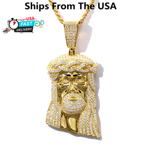 Tianyu Hip Hop Jésus Pendentif Haut De Gamme Bijoux Corde Chaîne 925 Argent Plaqué Or Glacé Grand Moissanite Jésus Pendentif pour Hommes - Product Image 3