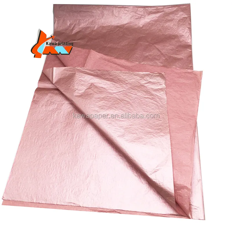 Papier d'emballage métallique en or Rose, 50 pièces, taille personnalisée, 17gsm, couleur or Rose, emballage de mouchoirs