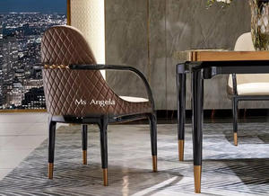 Muebles de lujo para el hogar, sillas de comedor de madera moderna, tapicería elegante de cuero verdadero, silla de comedor de cuero de napa copetudo - Product Image 6