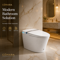 WC intelligent électrique sur pied avec fonction chauffante, bidet, cuvette allongée, évacuation en S, design moderne, télécommande incluse
