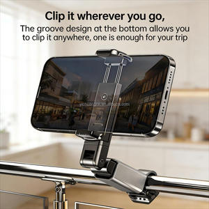 Soporte Metálico Flexible y Plegable con Rotación de 360° para Teléfono Móvil, Color Plateado, Portátil, Universal, Estable, con Clip, para Viajes al Aire Libre y Avión - Product Image 3