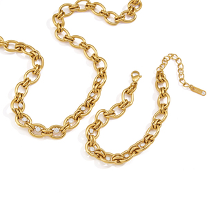 Collana J&<span class=keywords><strong>D</strong></span> Jewelry con doppio anello e catena a O, placcata <span class=keywords><strong>oro</strong></span> 18 carati, in acciaio inossidabile con zirconi rotondi, gioiello di tendenza per donna - Product Image 2