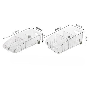 Boîte de rangement transparente pour réfrigérateur, de qualité alimentaire, avec compartiments, en PET, avec roulettes, pour la cuisine - Product Image 6