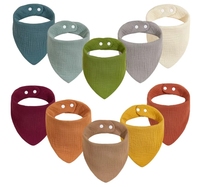 Vente flash : bavoirs pour bébé 100% coton biologique, 6 couches, lavables, motifs imprimés doux, boutons, nouveau-né à tout-petit, OEM, bavoir d'alimentation uni