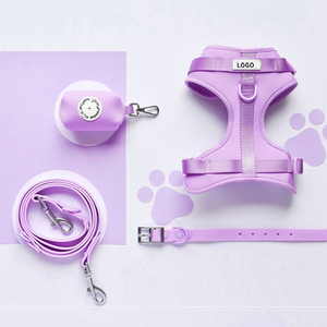 Arnés de perro de lujo de diseñador personalizado ajustable acolchado con capa de aire juego de arnés de perro de neopreno con correa y collar de PVC - Product Image 3
