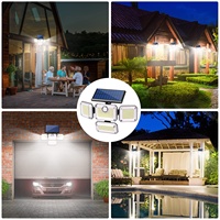 2022 IP65 étanche à trois têtes LED applique murale solaire petite lampe de jardin avec capteur de mouvement extérieur transfrontalier Split Design