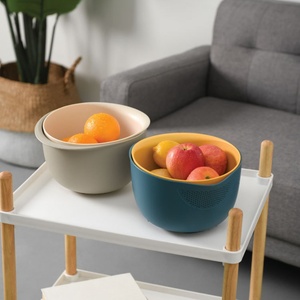 China Factory High Quality Kitchen Plastic <b>Sink</b> Colorblock Portable Double-layer Multi-purpose Fruit Vegetables Drain Basket - Product Image 4