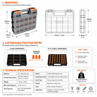 Boîtes à outils d'atelier professionnelles, durables, en PVC laqué, imperméables, rondes, noires, capacité 100 kg, en plastique, avec serrure, pour le rangement d'outils