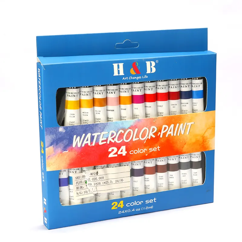 24 colors Wholesales acrylic paint set Watercolor painting kit