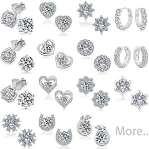 ต่างหูเพชรโมอิสซาไนต์ทรงกลม 0.6/1/1.2/2/3 กะรัต ตัวเรือนเงินแท้ 925 ชุบทองคำขาว 14K เครื่องประดับผู้ชาย GRA VVS เพชรสร้างในห้องปฏิบัติการ ต่างหูผู้หญิง - Product Image 1