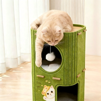 Arbre à chat de luxe moderne classique à 2 niveaux, durable, insonorisant, résistant aux griffures, en fibre chimique de polyester, Noël