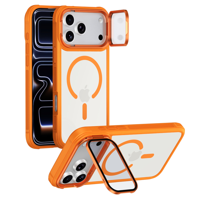 Camera Lens Holder Phone Case for iPhone 17 Pro Max Air Magnetic Clear Back Phone Case Stand Holder for iPhone 16 15 Cover
