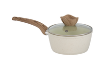 Batterie de cuisine Offre Spéciale en aluminium forgé de 15 pièces avec revêtement en marbre crème avec poignée en bakélite