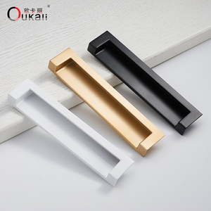 Oukali Wholesale Zinc Alloy Modern Luxury Kitchen Cabinet Handles <strong>Matt</strong> Gold <strong>Black</strong> Wardrobe <strong>Door</strong> Drawer Furniture Pull Handle - Product Image 3
