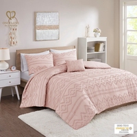 Ensemble de couette florale Jacquard Sac de couverture en microfibre clipsée Style uni Technique tissée Caractéristique de refroidissement Ensemble de draps de lit solides