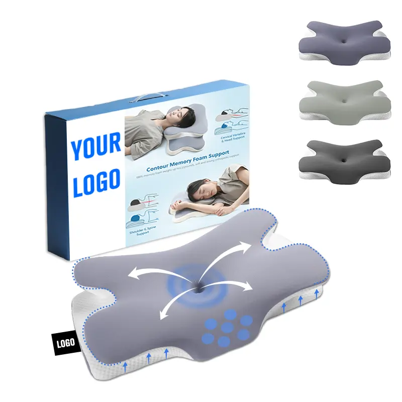 LIANDA-Almohada de espuma de memoria ortopédica para cuello, almohada de contorno ortopédico para otras funciones, con logotipo personalizado, OEM ODM y, para cama, para cervicales