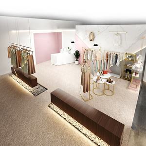 OEM boutique en acier inoxydable or vêtements support mural <span class=keywords><strong>Table</strong></span> gigogne vêtements étagère vêtement présentoir - Product Image 5