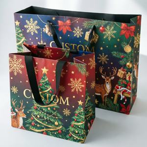 Bolsas de Regalo de Navidad de <span class=keywords><strong>Papel</strong></span> <span class=keywords><strong>Kraft</strong></span> Reutilizables Personalizadas con Asas, Bolsas para Envolver Regalos, Dulces y Golosinas - Product Image 3