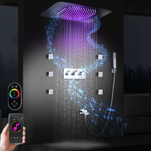 Soffione doccia musicale a LED incorporato a soffitto 580*380mm Set di rubinetti per doccia con corpo principale per acqua calda e fredda a cascata - Product Image 3