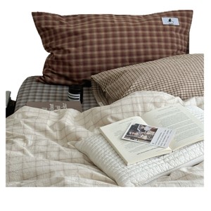 Juego de Ropa de Cama de Algodón a Cuadros Sz.Home, Teñido Reactivo 40s, Transpirable, para Uso en las Cuatro Estaciones - Product Image 2