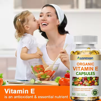 Ausreson OEM Gélules de Vitamine E Bio, Complément Végétalien Sans Sucre, Antioxydant et Éclaircissant pour la Peau