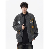 Frühlings- und Herbst-Strickjacke für Herren mit Blumenstickerei, Atmungsaktiv, Modisch, Vielseitig Kombinierbar, Einreihig