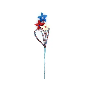 Напечатанный День Независимости ткань четвертый из Джули оголовье цветок ветка американский флаг аксессуары