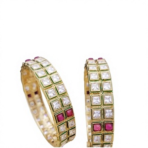 Designer Stylish <b>Gold</b> Finish With Stones Look Two <b>Set</b> OF <b>Bangles</b> Stylish Openable <b>Bangles</b> for Women For Wedding Wear - Product Image 2
