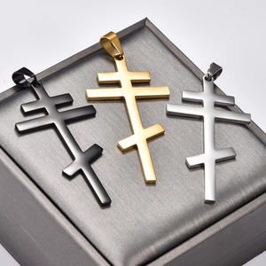 Collier élégant en acier inoxydable avec pendentif croix orthodoxe pour femmes et hommes, breloques de prière religieuse, chaîne, bijoux de foi en métal pour l'église - Product Image 3