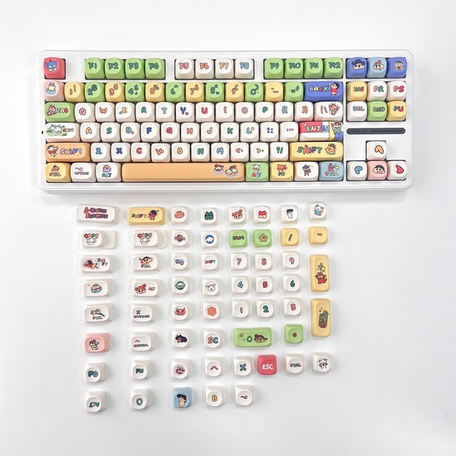 Crayon Shin-chan Keycap M0A Profile PBT Thermal Dye Sublimation Cute Mechanical Keyboard Caps Cartoon animated keycaps