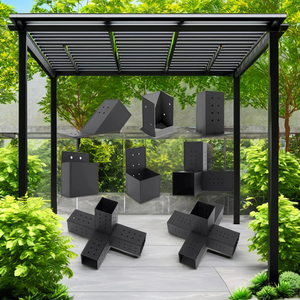 Supports de pergola 4x4 6x6 8x8 en acier inoxydable, support d'angle d'extension à 3 voies pour poutres en bois, kit de pergola pour gazebo, support en aluminium - Product Image 2