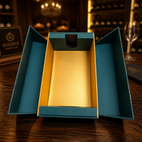 Boîte cadeau pour vin personnalisée à double porte magnétique, boîte d'emballage en papier rigide de luxe pour bouteille de vin de 750 ml