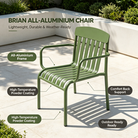 Fauteuil à lattes en aluminium, structure entièrement en aluminium thermolaqué, chaise de jardin, de terrasse ou de bistrot empilable pour l'extérieur