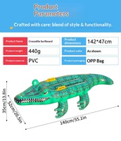 Crocodile gonflable pour piscine, jouet aquatique en PVC, planche de surf pour enfants, piscine, plage, activités aquatiques d'été en plein air