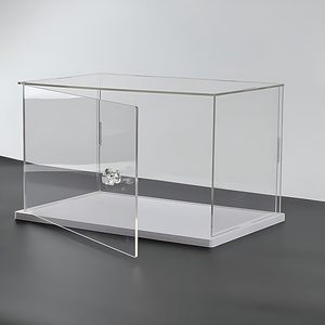 4x4x4 "<span class=keywords><strong>vitrine</strong></span> acrylique transparente porte anti-poussière Base blanche présentoir support <span class=keywords><strong>vitrine</strong></span> objets de collection souvenirs <span class=keywords><strong>Figurines</strong></span> 12 taille - Product Image 4