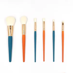 Makeup Brush Set Wholesale 6pcs set up Synthetic Hair Wholesale Wood Handle Private Label foundation Cosmetic makeup brushes